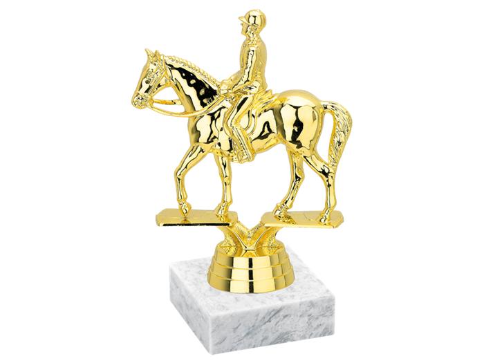 Figurka kůň s jezdcem - Zlato F745